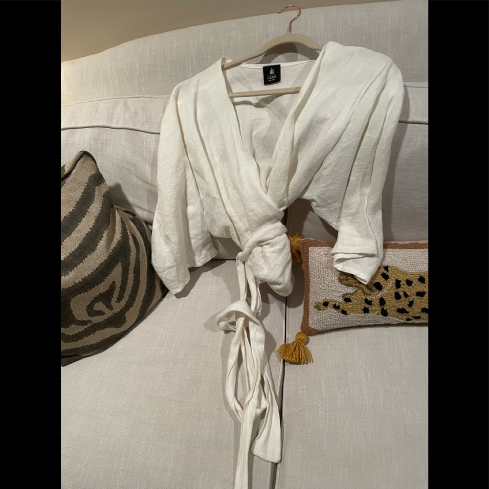 Luxe Provenance Eva linen chemise wrap linen shirt